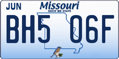MO license plate BH5O6F