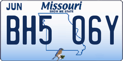 MO license plate BH5O6Y