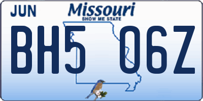 MO license plate BH5O6Z
