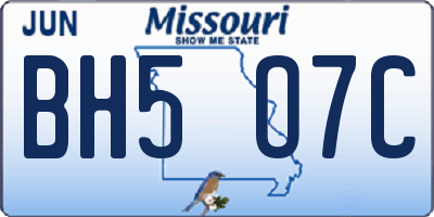 MO license plate BH5O7C