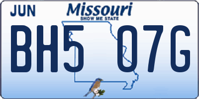 MO license plate BH5O7G