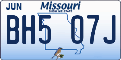 MO license plate BH5O7J