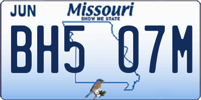 MO license plate BH5O7M