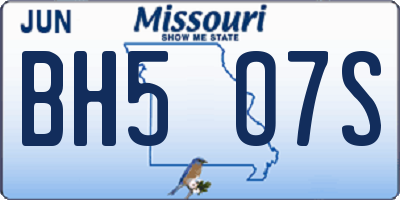 MO license plate BH5O7S
