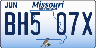 MO license plate BH5O7X