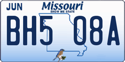 MO license plate BH5O8A