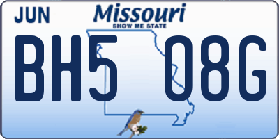 MO license plate BH5O8G