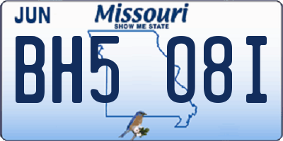 MO license plate BH5O8I