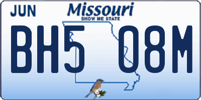MO license plate BH5O8M