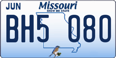 MO license plate BH5O8O