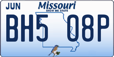 MO license plate BH5O8P
