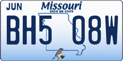 MO license plate BH5O8W