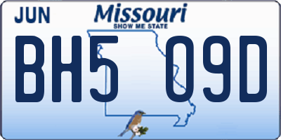 MO license plate BH5O9D