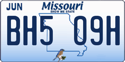 MO license plate BH5O9H