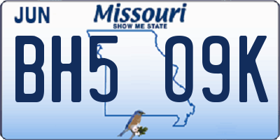 MO license plate BH5O9K