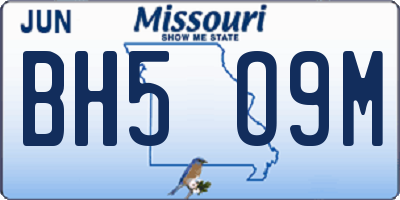 MO license plate BH5O9M