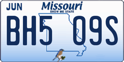 MO license plate BH5O9S