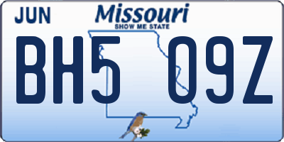 MO license plate BH5O9Z