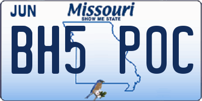 MO license plate BH5P0C