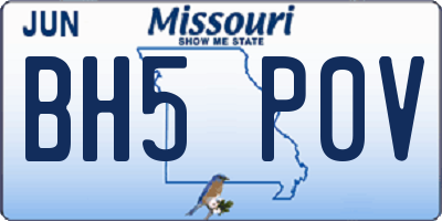 MO license plate BH5P0V