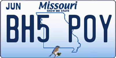 MO license plate BH5P0Y