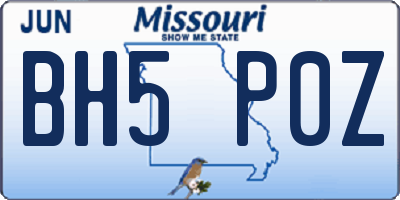 MO license plate BH5P0Z