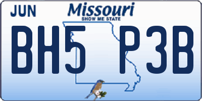 MO license plate BH5P3B