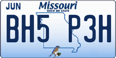MO license plate BH5P3H