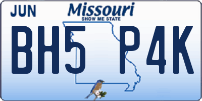 MO license plate BH5P4K