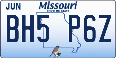 MO license plate BH5P6Z