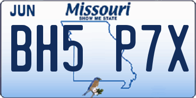 MO license plate BH5P7X