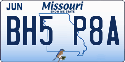 MO license plate BH5P8A