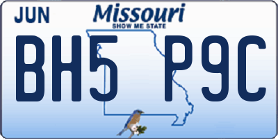 MO license plate BH5P9C