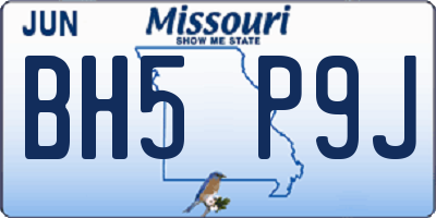 MO license plate BH5P9J