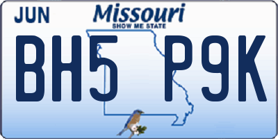 MO license plate BH5P9K