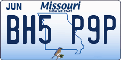 MO license plate BH5P9P