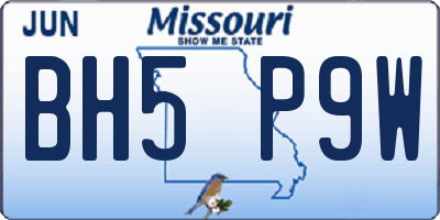MO license plate BH5P9W