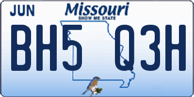 MO license plate BH5Q3H
