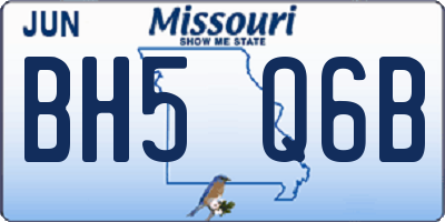 MO license plate BH5Q6B