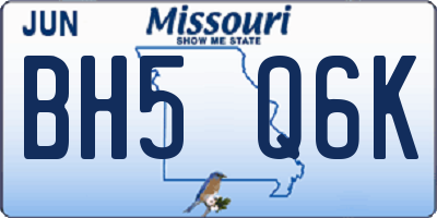 MO license plate BH5Q6K