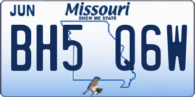 MO license plate BH5Q6W