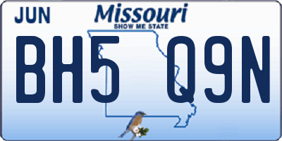 MO license plate BH5Q9N