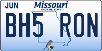 MO license plate BH5R0N