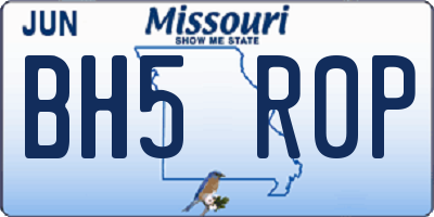 MO license plate BH5R0P