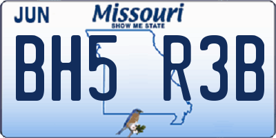 MO license plate BH5R3B