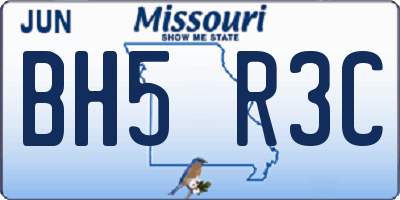 MO license plate BH5R3C