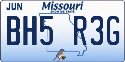 MO license plate BH5R3G
