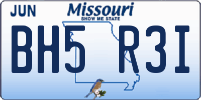 MO license plate BH5R3I