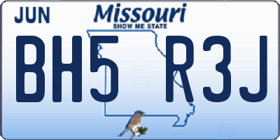 MO license plate BH5R3J