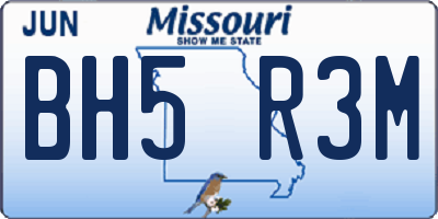 MO license plate BH5R3M